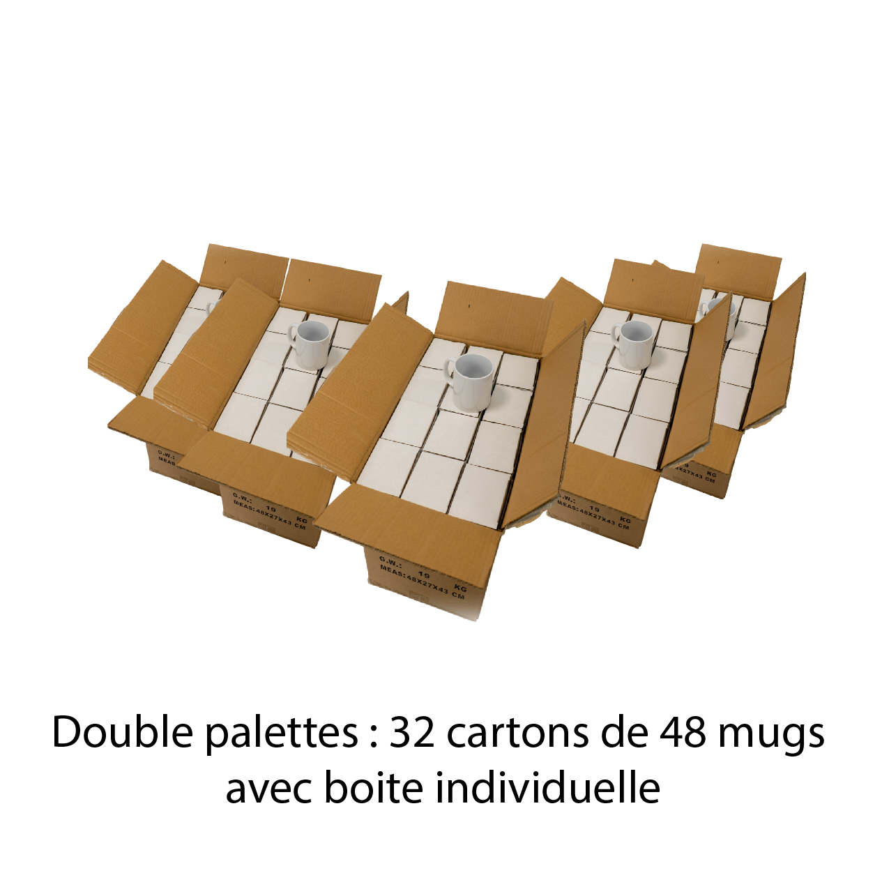 Double Pallets Of Aaa Sublimatable Mugs With Individual Boxes 11oz